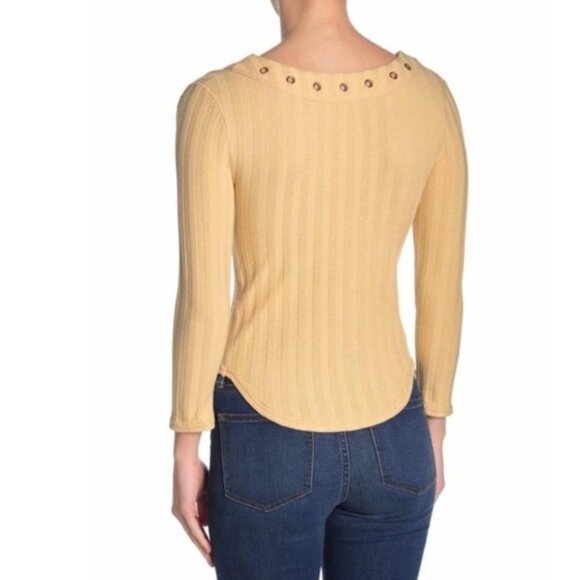 FREE PEOPLE Ice Cold Sun Fade Henley Lace Corset V-neck Top NWT XS - Picture 2 of 11